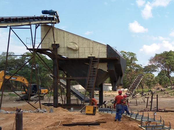 探礦機械在廣西的制砂機生產線現場